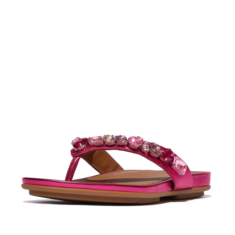 FitFlop GRACIE JEWEL-DELUXE Womens Flip Flops Metallic Wild Raspberry