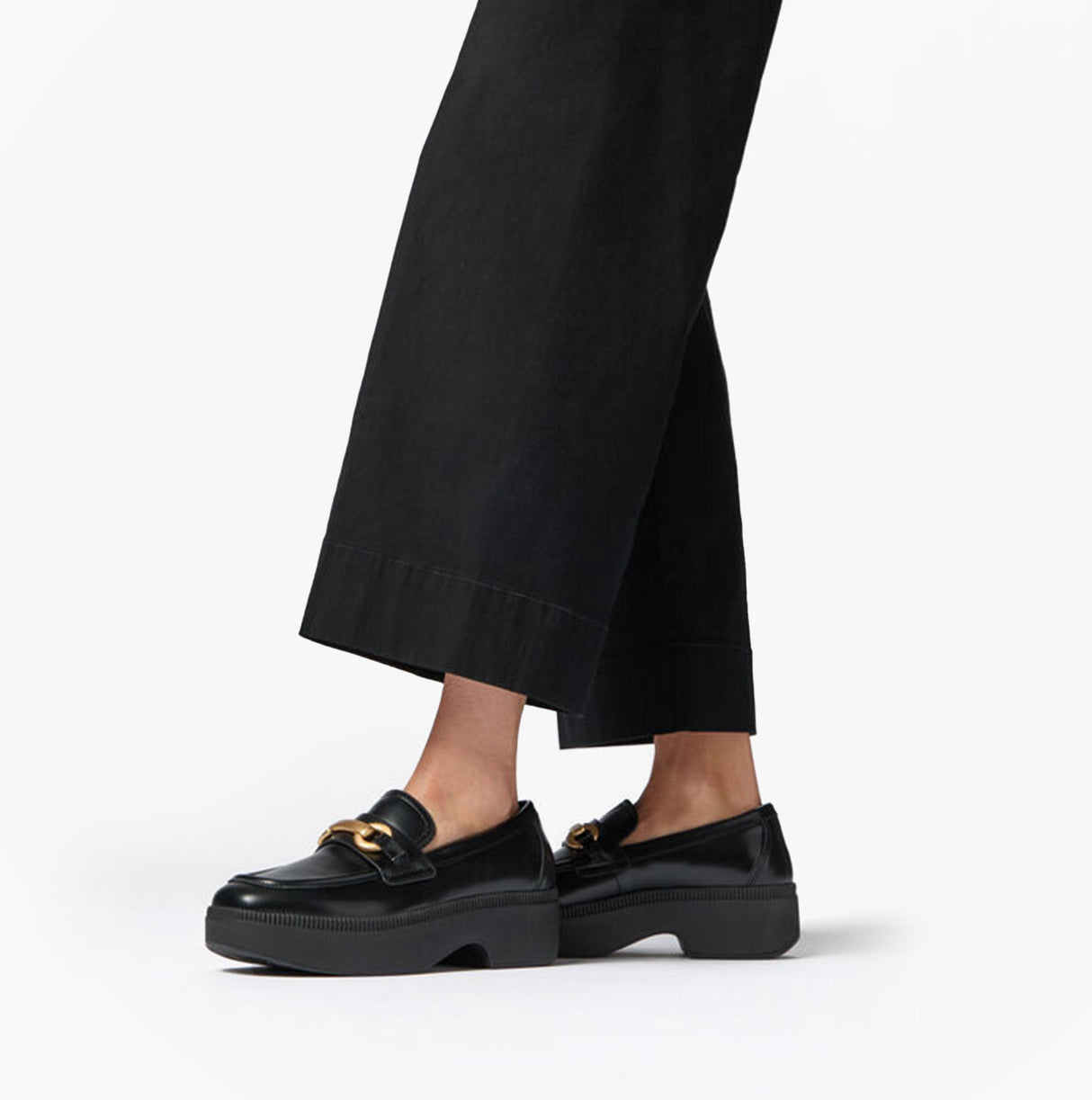 FitFlop F-LUMA CHUNKY SNAFFLE Womens Wedge Loafers Black