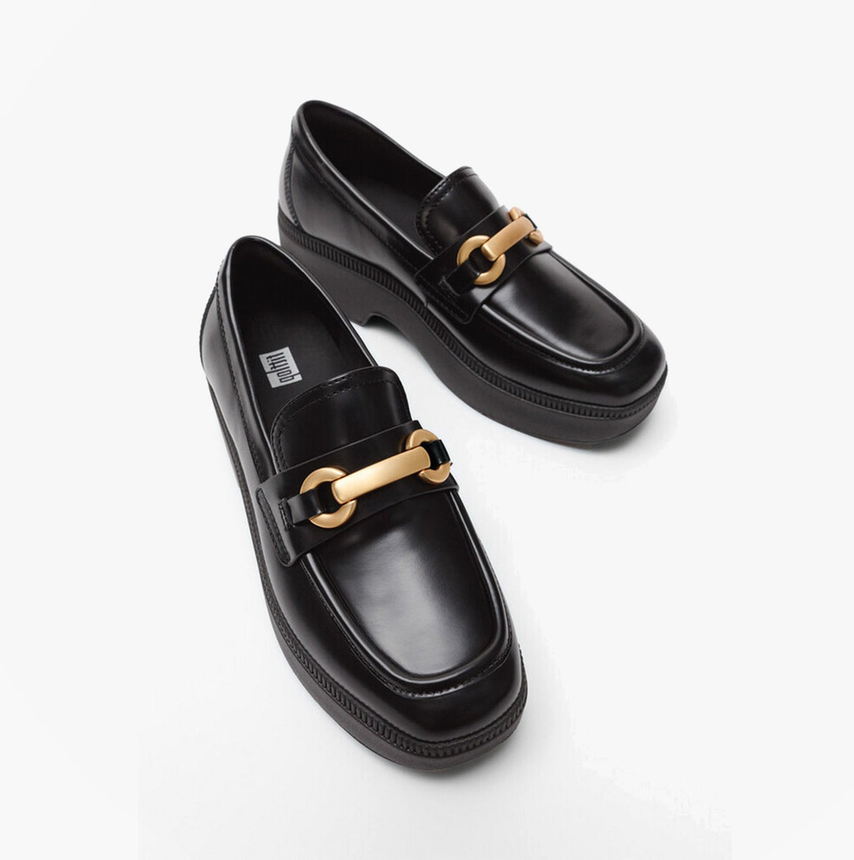 FitFlop F-LUMA CHUNKY SNAFFLE Womens Wedge Loafers Black