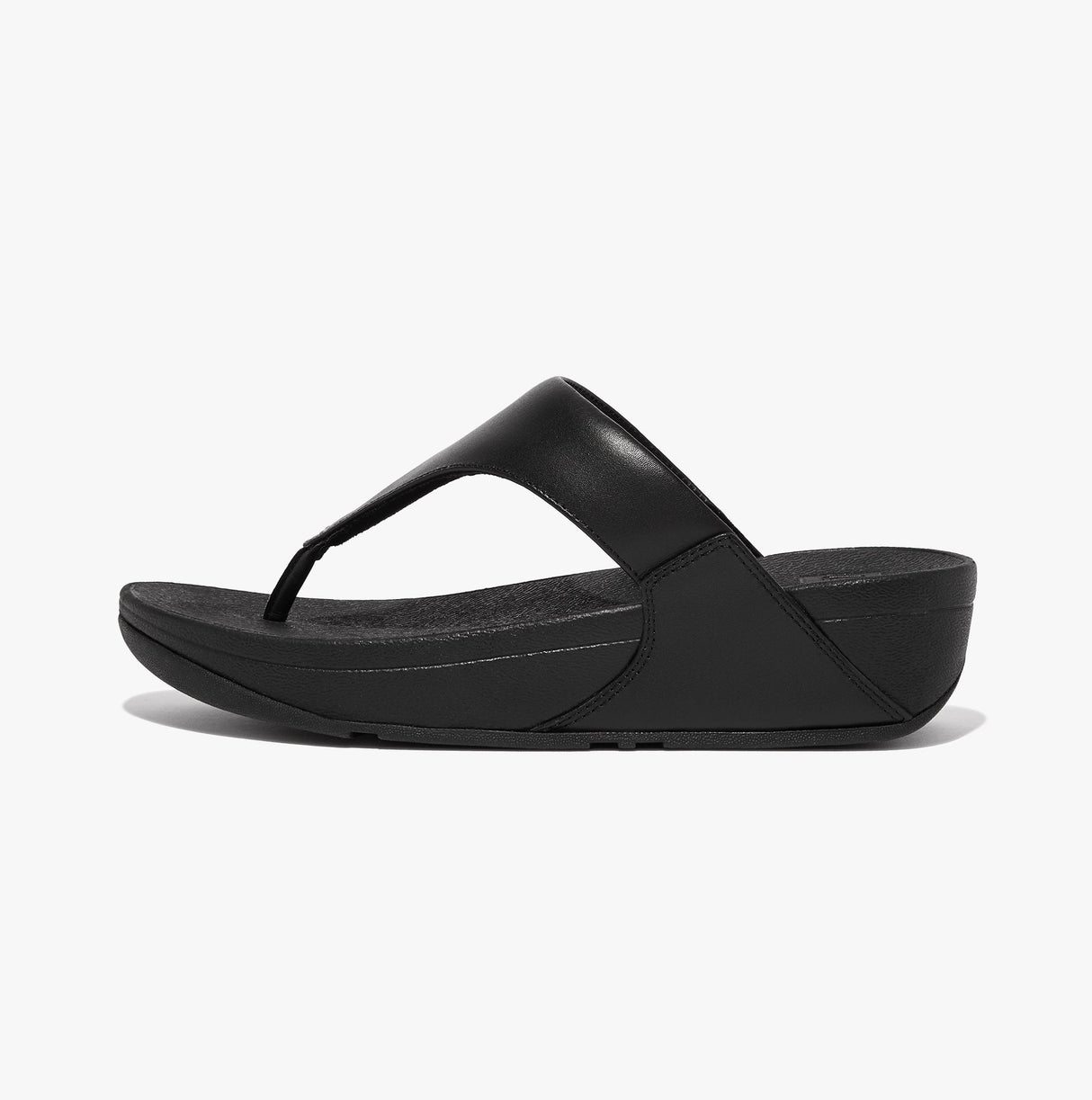 FitFlop LULU Womens Leather Toe Post Sandals Black