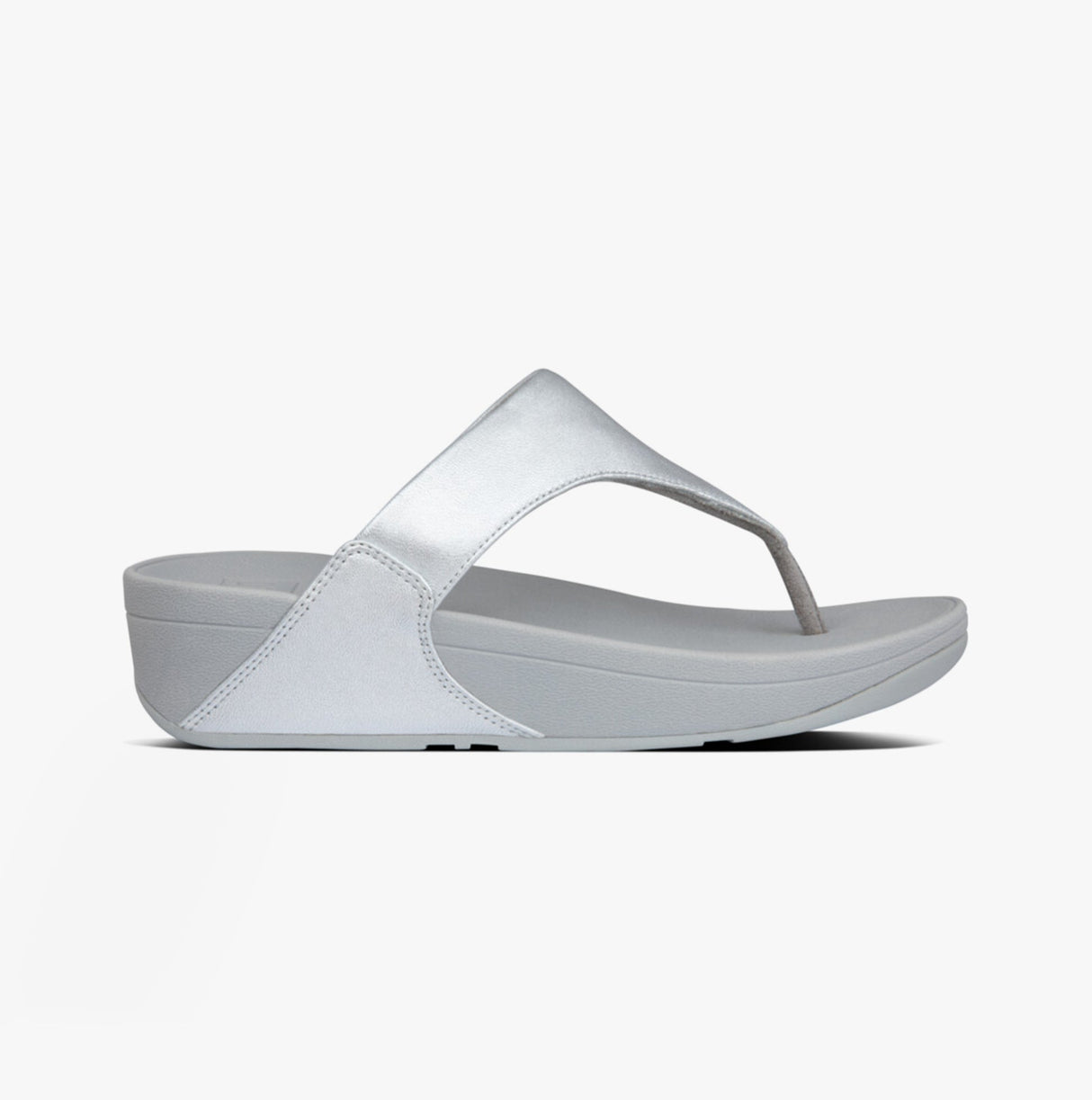 FitFlop LULU Womens Leather Toe-Post Sandals Silver