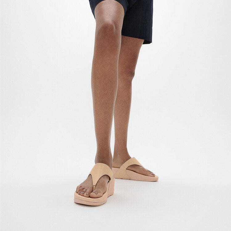 FitFlop LULU LEATHER Womens Toe Post Sandals Sandy Beige