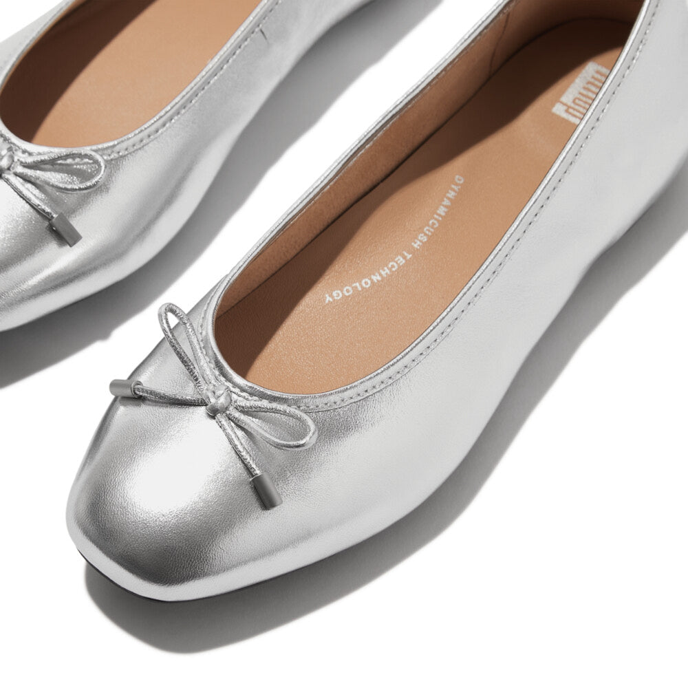 FitFlop DELICATO BOW SOFT Womens Ballet Flats Silver