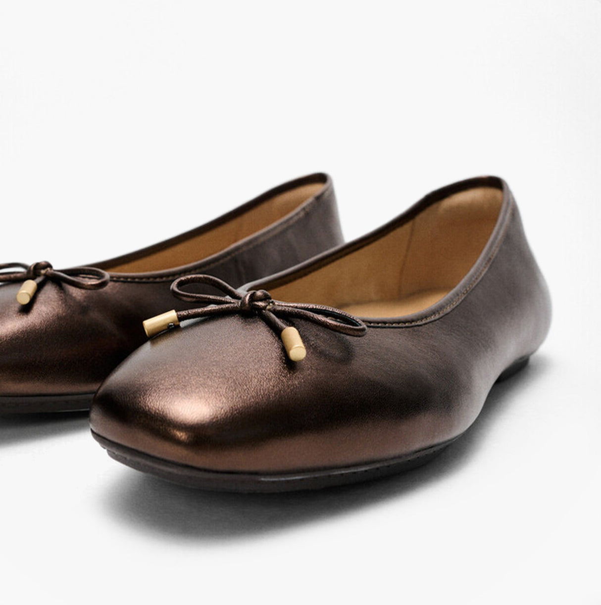 FitFlop DELICATO BOW SOFT METALLIC-LEATHER Ladies Ballet Flats Metallic Chocolate Brown