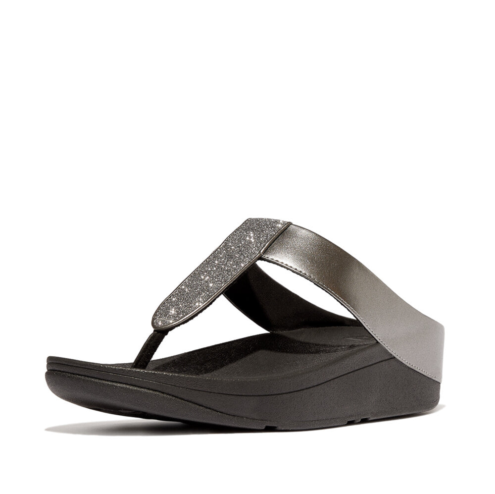 FitFlop FINO GLITTERDUST METALLIC Womens Toe Post Sandals Pewter