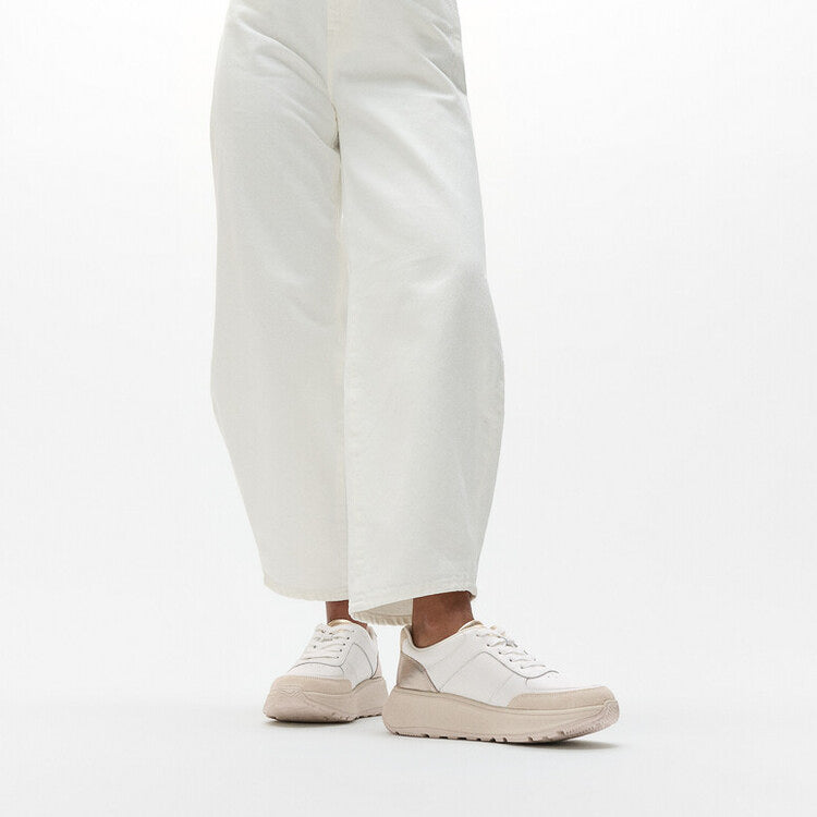 FitFlop F-MODE LEATHER Womens Trainers Urban White/Platino