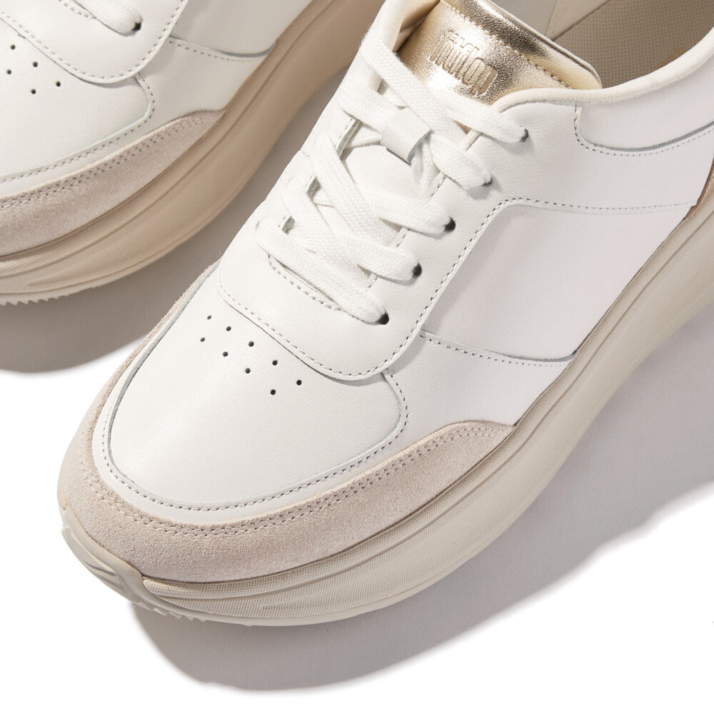 FitFlop F-MODE LEATHER Womens Trainers Urban White/Platino