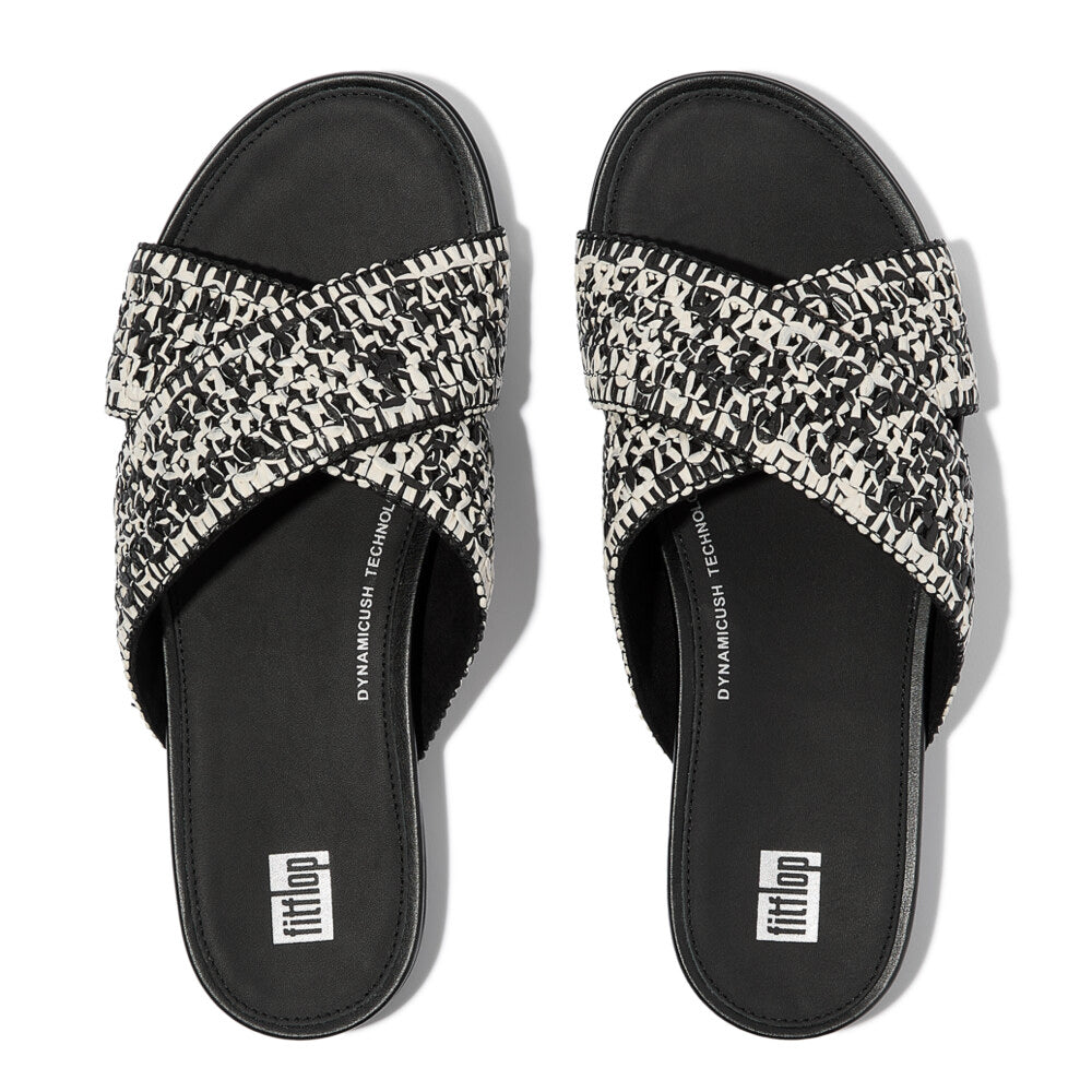 FitFlop GRACIE WOVEN Womens Slides Black/Ivory Mix