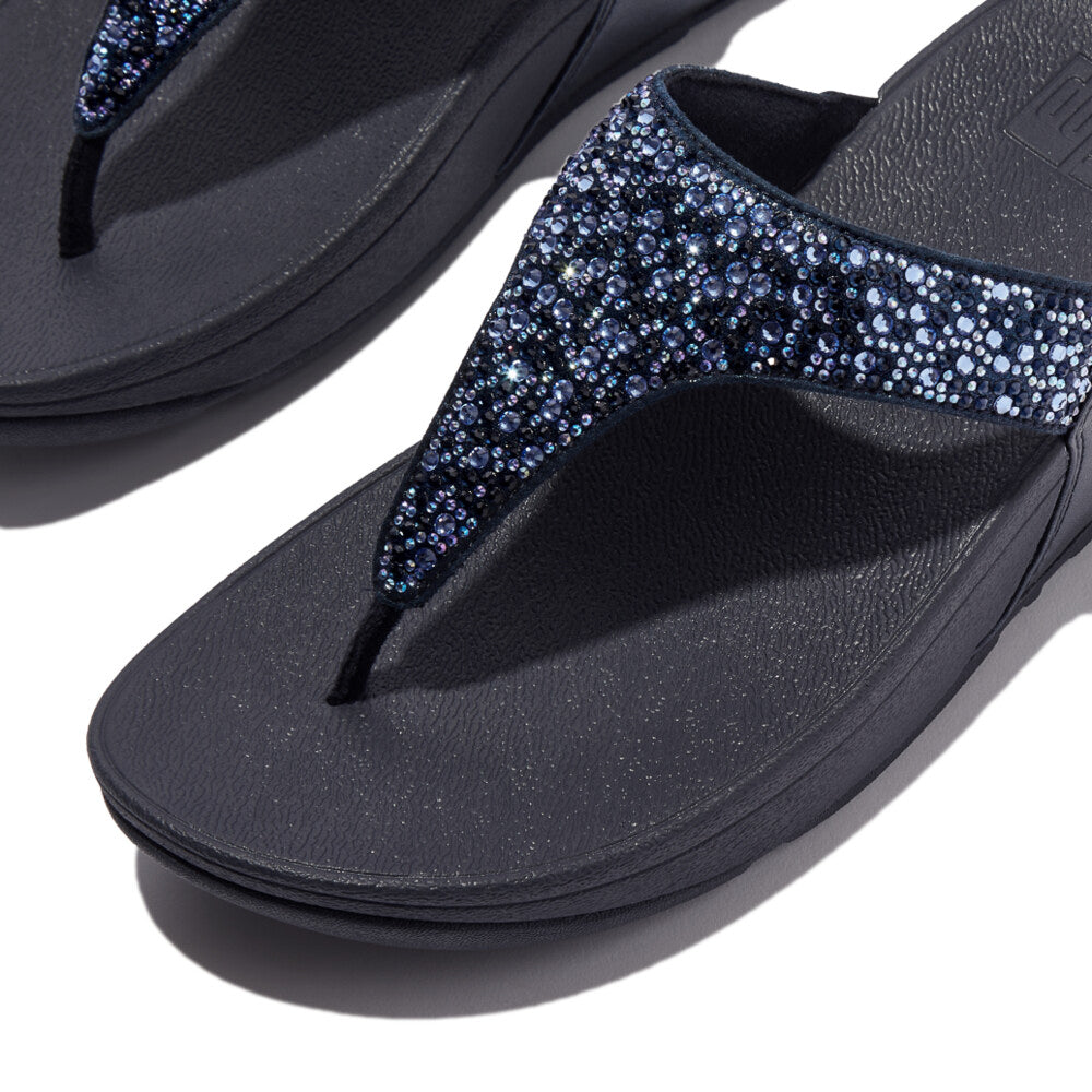 FitFlop LULU CRYSTAL-MIX Womens Toe Post Sandals Midnight Navy