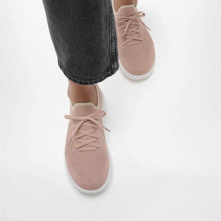 FitFlop SUPER-Q KNIT Womens Trainers Beige Buff/Rose Gold