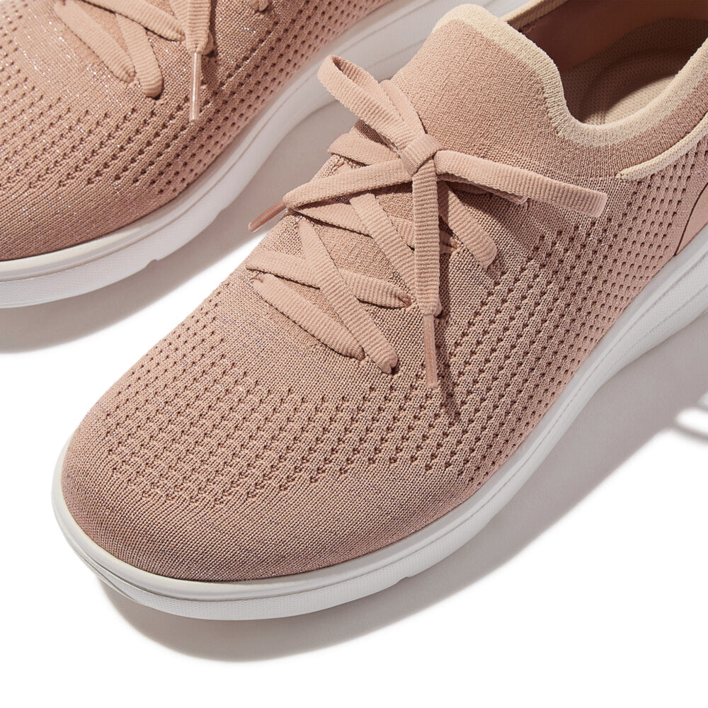 FitFlop SUPER-Q KNIT Womens Trainers Beige Buff/Rose Gold