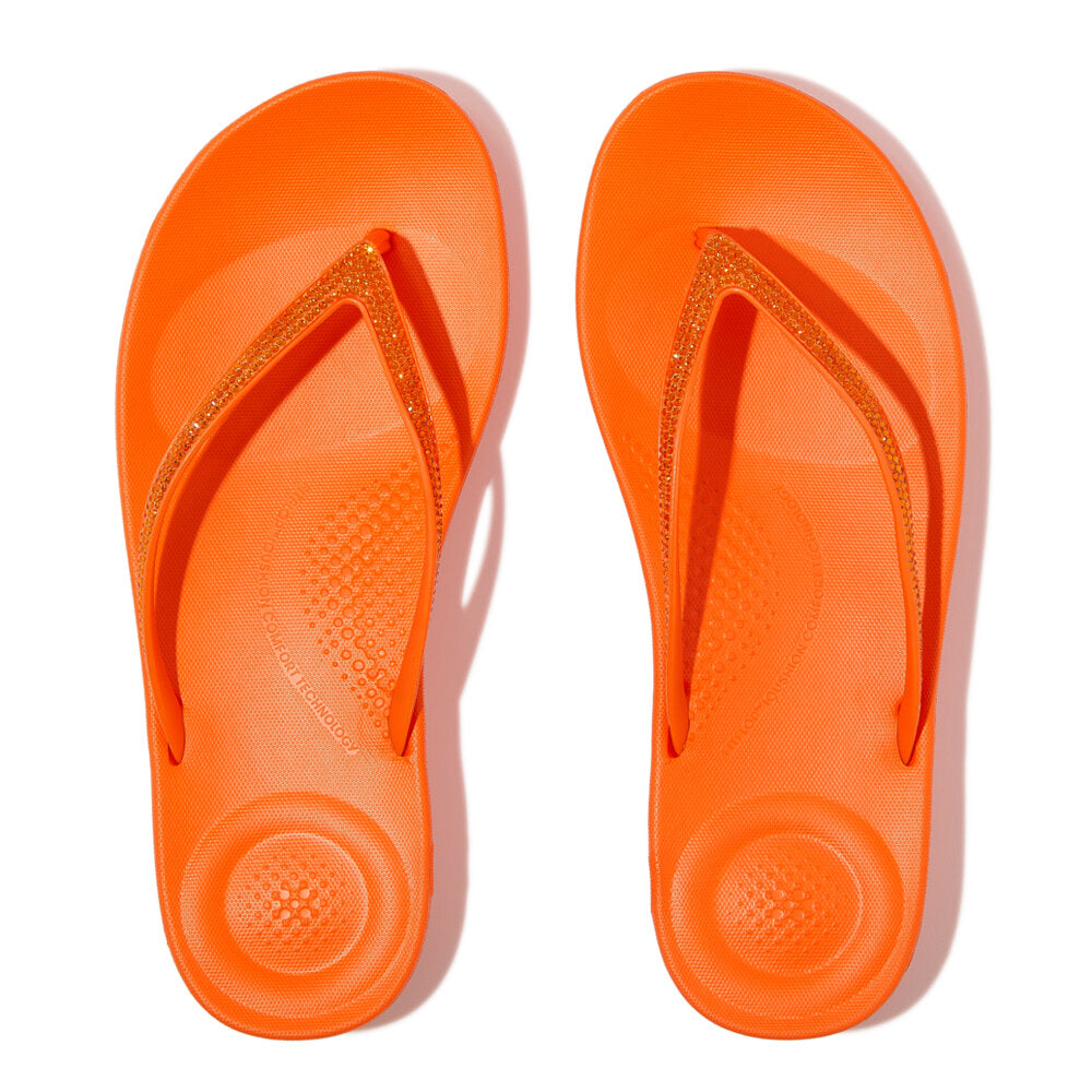 FitFlop IQUSHION SPARKLE Womens Toe Post Sandals Pop Orange