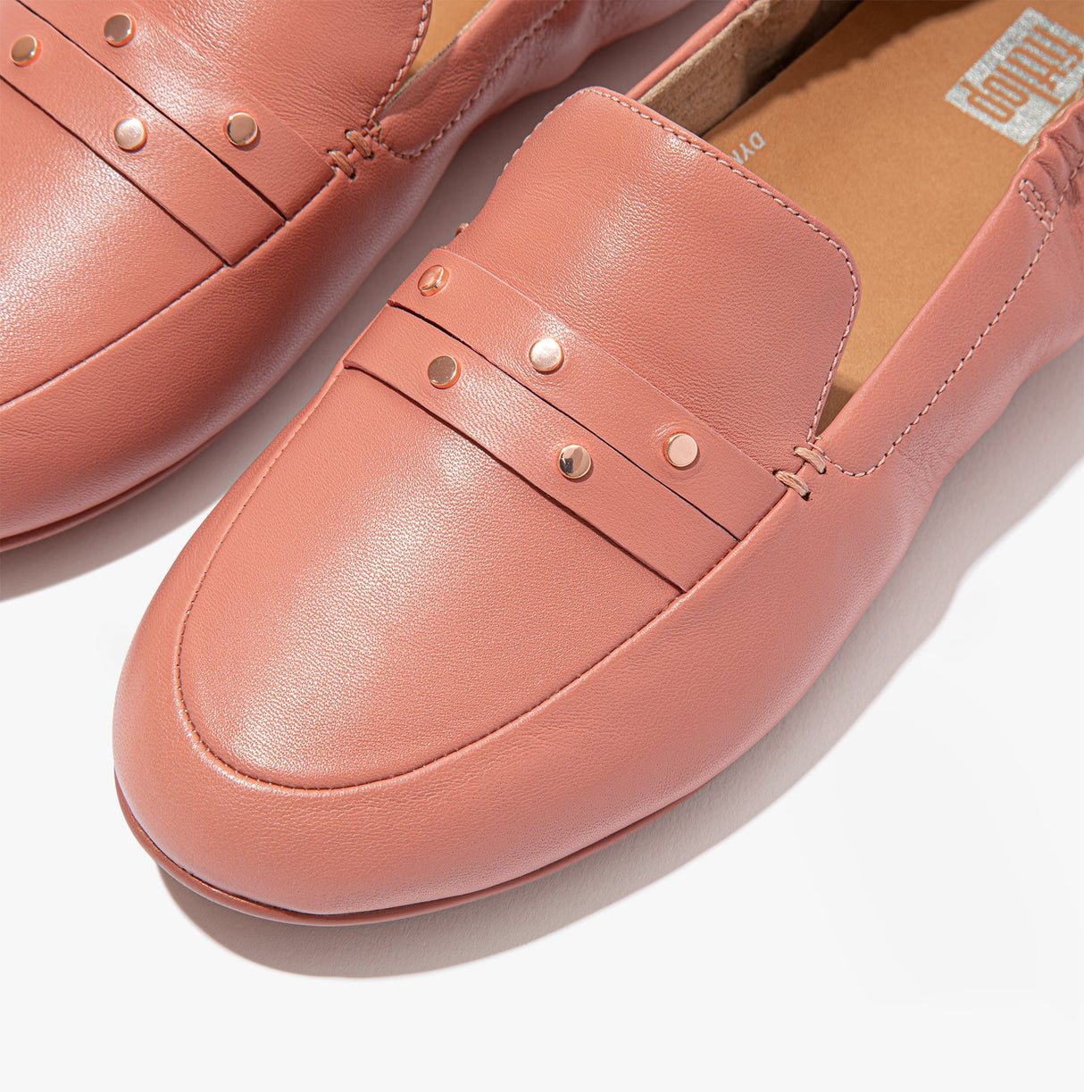 FitFlop EN2-955 ALLEGRO STUDDED LEATHER Womens Loafers Warm Rose