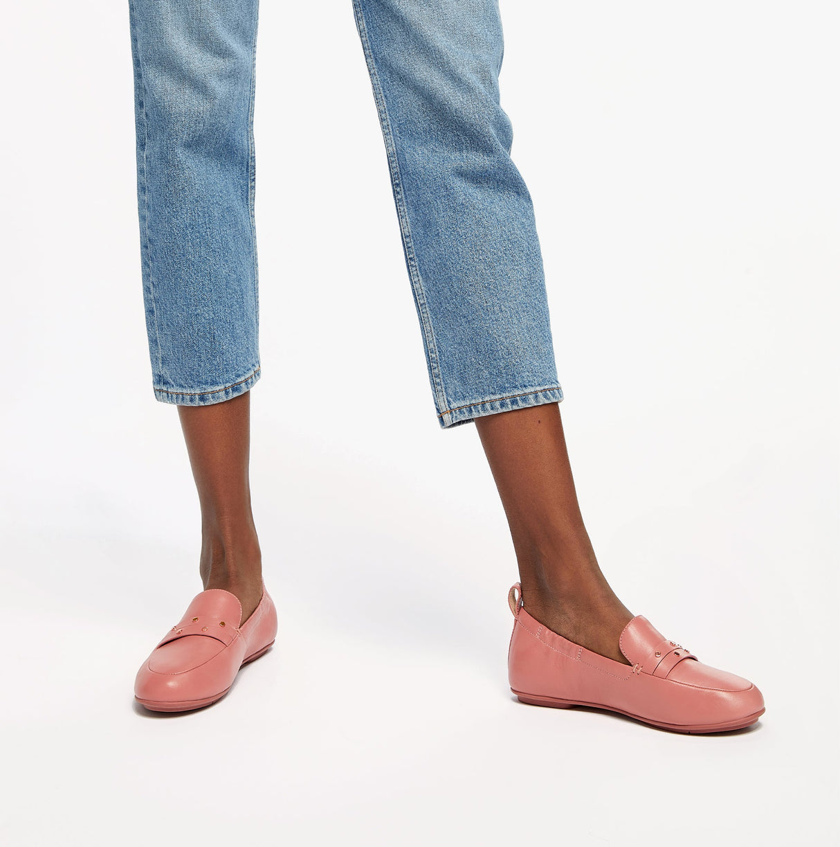 FitFlop EN2-955 ALLEGRO STUDDED LEATHER Womens Loafers Warm Rose