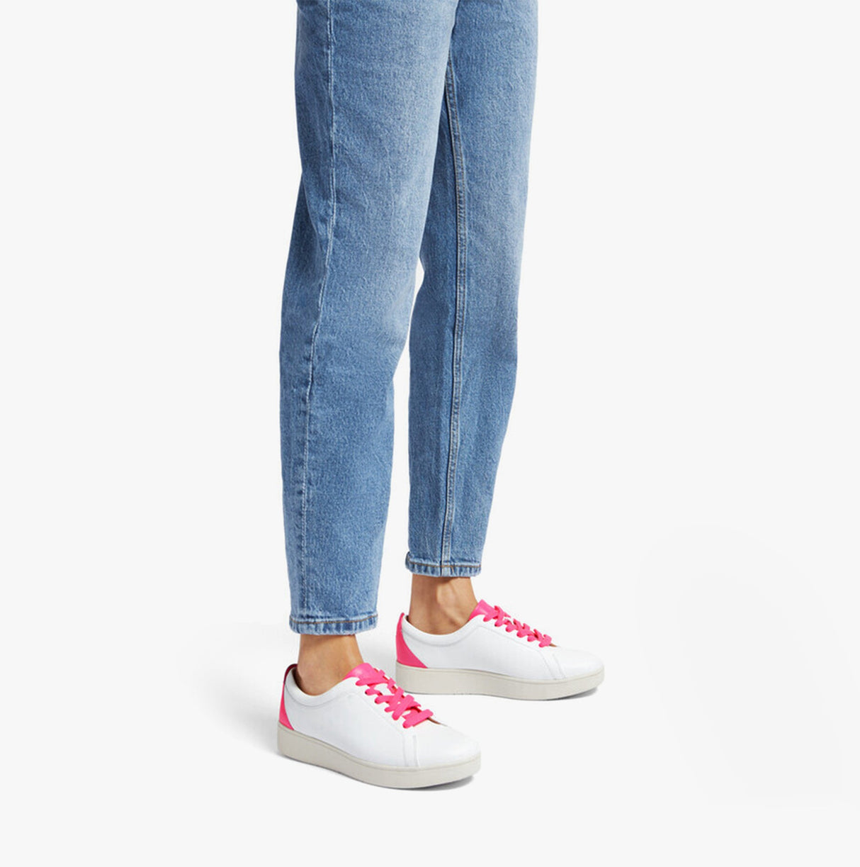 FitFlop RALLY NEON-POP Womens Trainers Urban White/Pop Pink