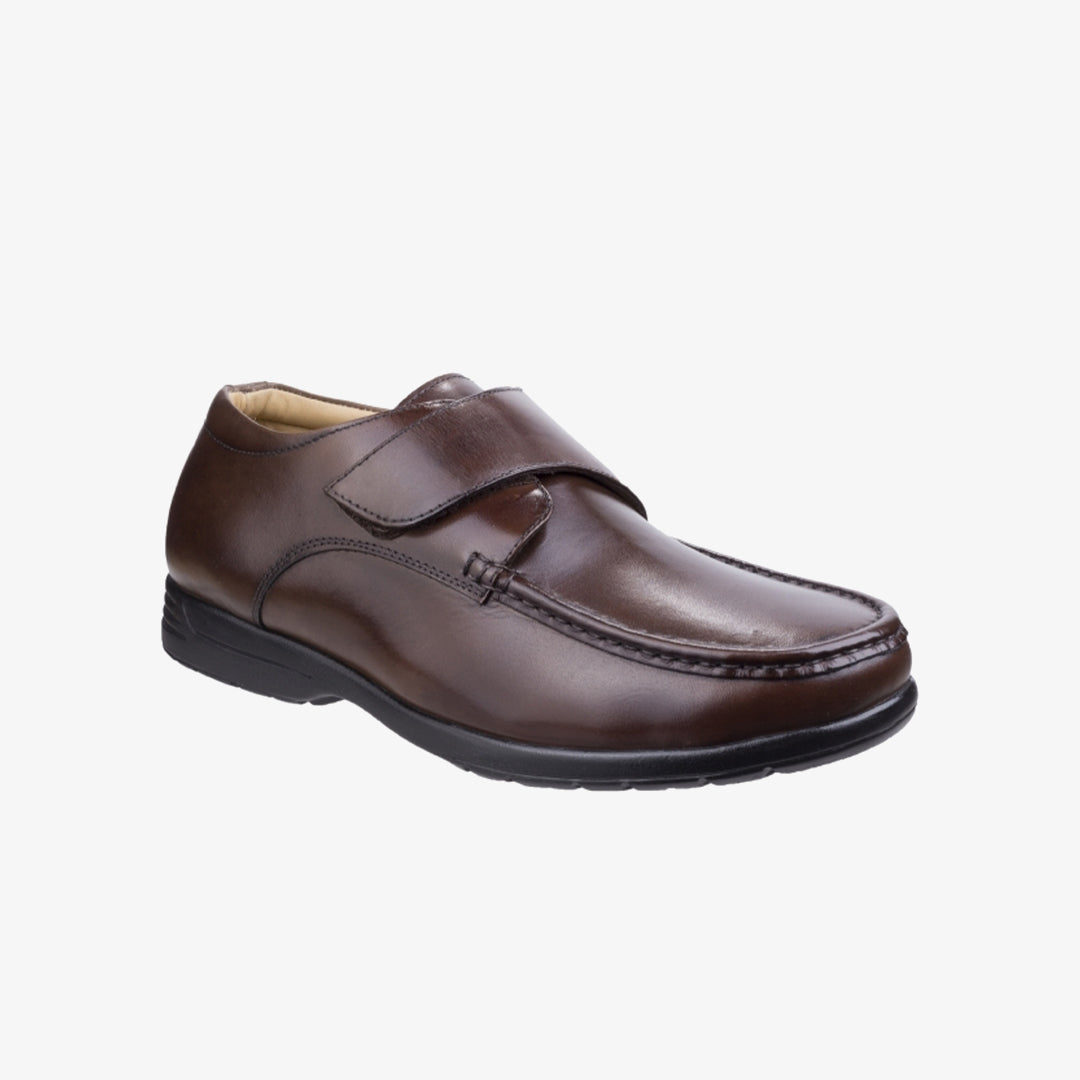 Fleet & Foster FRED Mens Leather Touch Fasten Shoes Brown