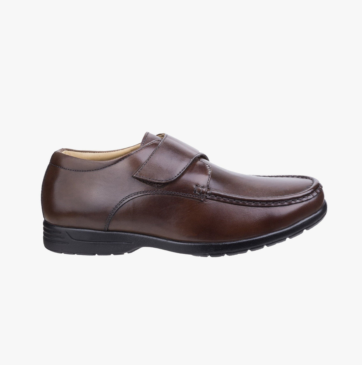 Fleet & Foster FRED Mens Leather Touch Fasten Shoes Brown