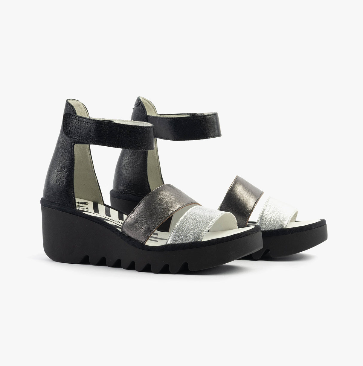 Fly London BONO290FLY Womens Sandals Silver/Graphite/Black