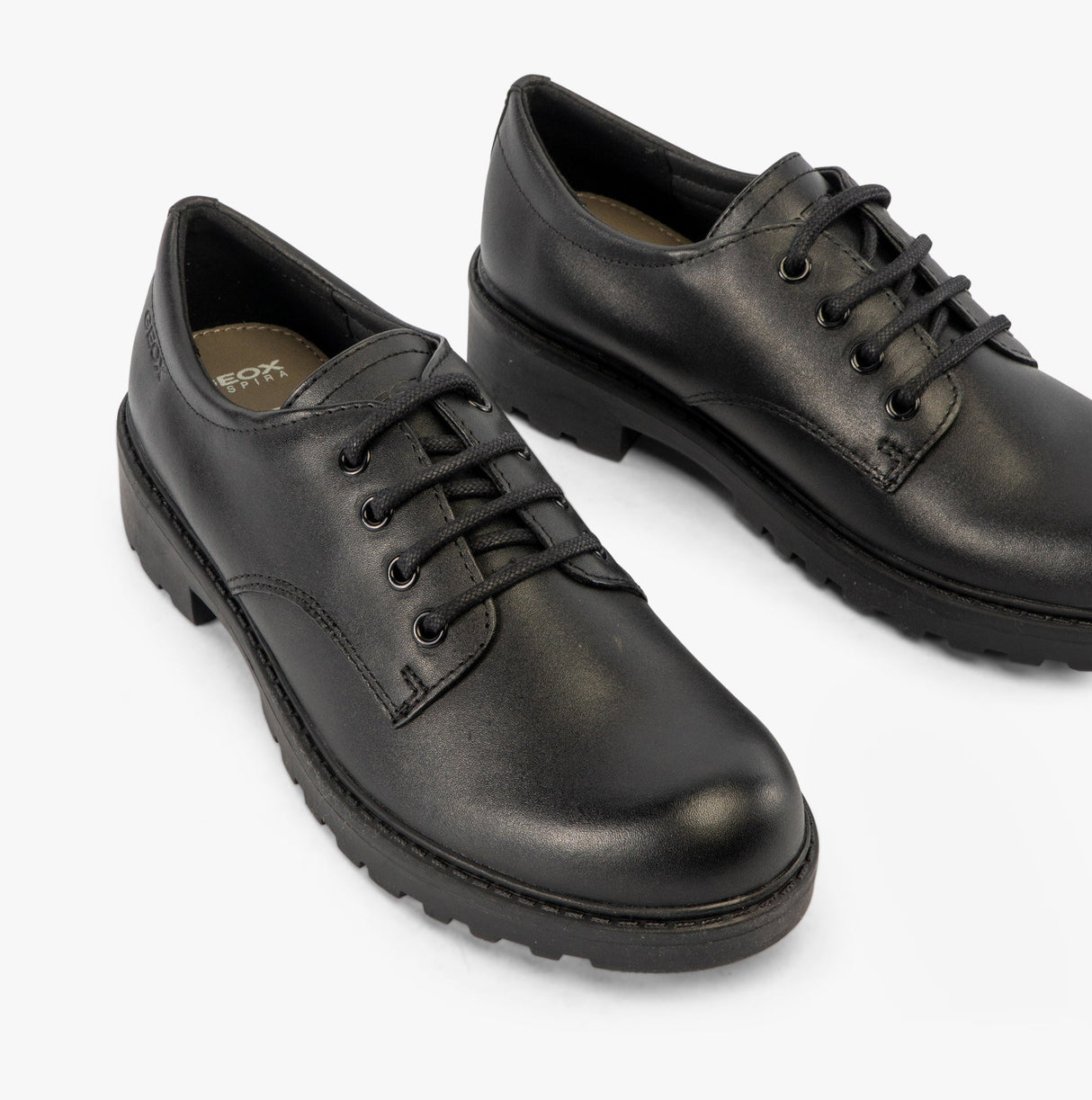 GEOX CASEY G C Girls Leather Lace Up School Shoes Black