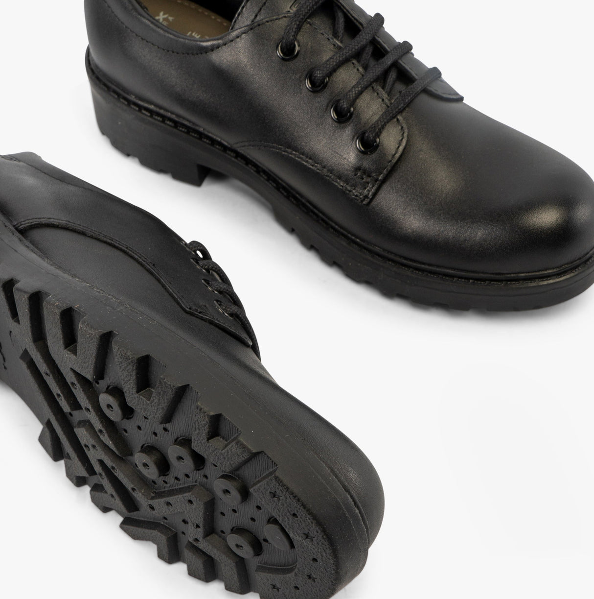 GEOX CASEY G C Girls Leather Lace Up School Shoes Black