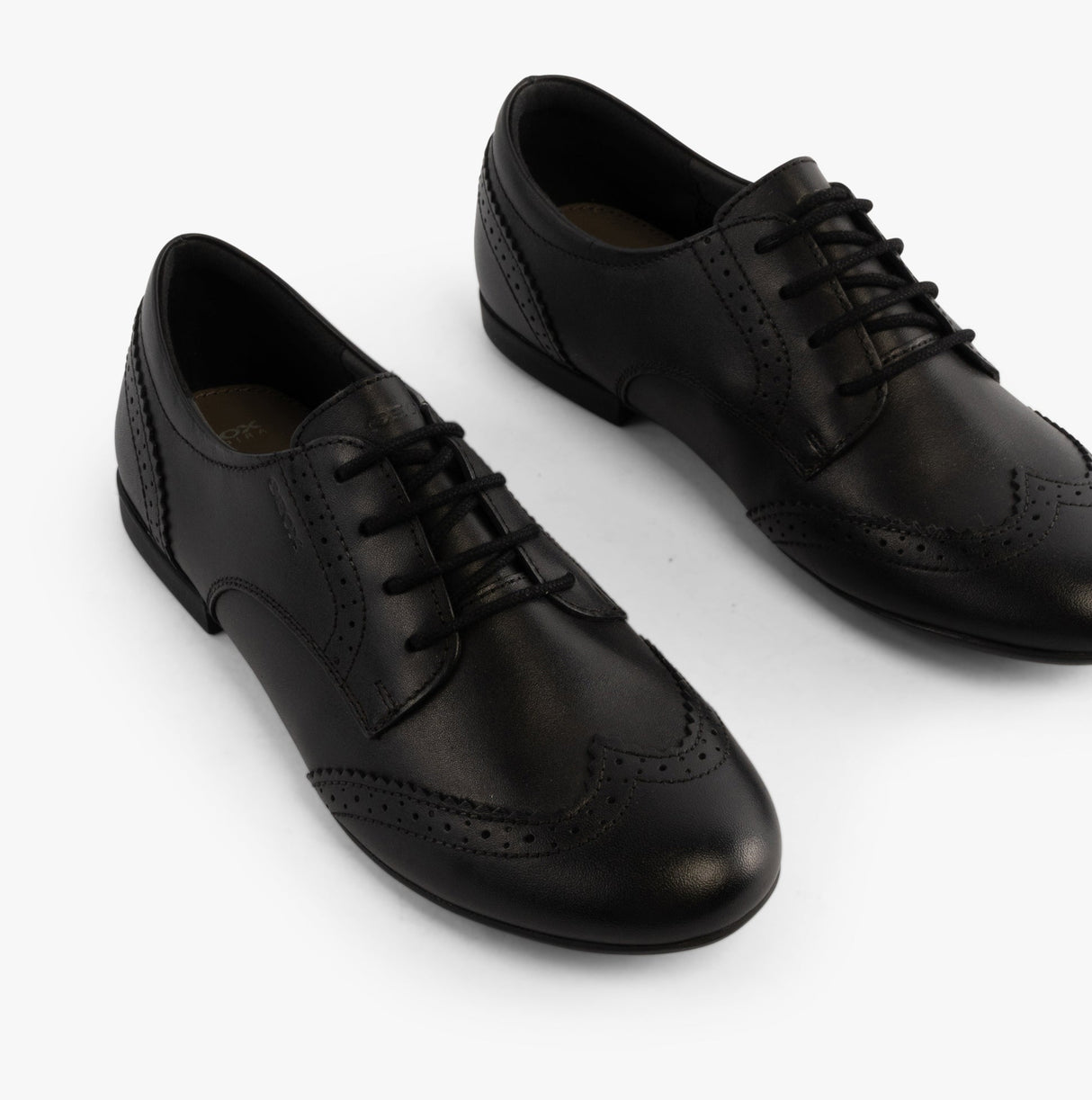 GEOX PLIE Girls Leather Brogue School Shoes Black