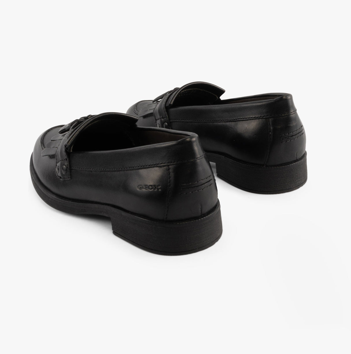 GEOX JR AGATA Girls Moccasin Tassel School Shoes Black