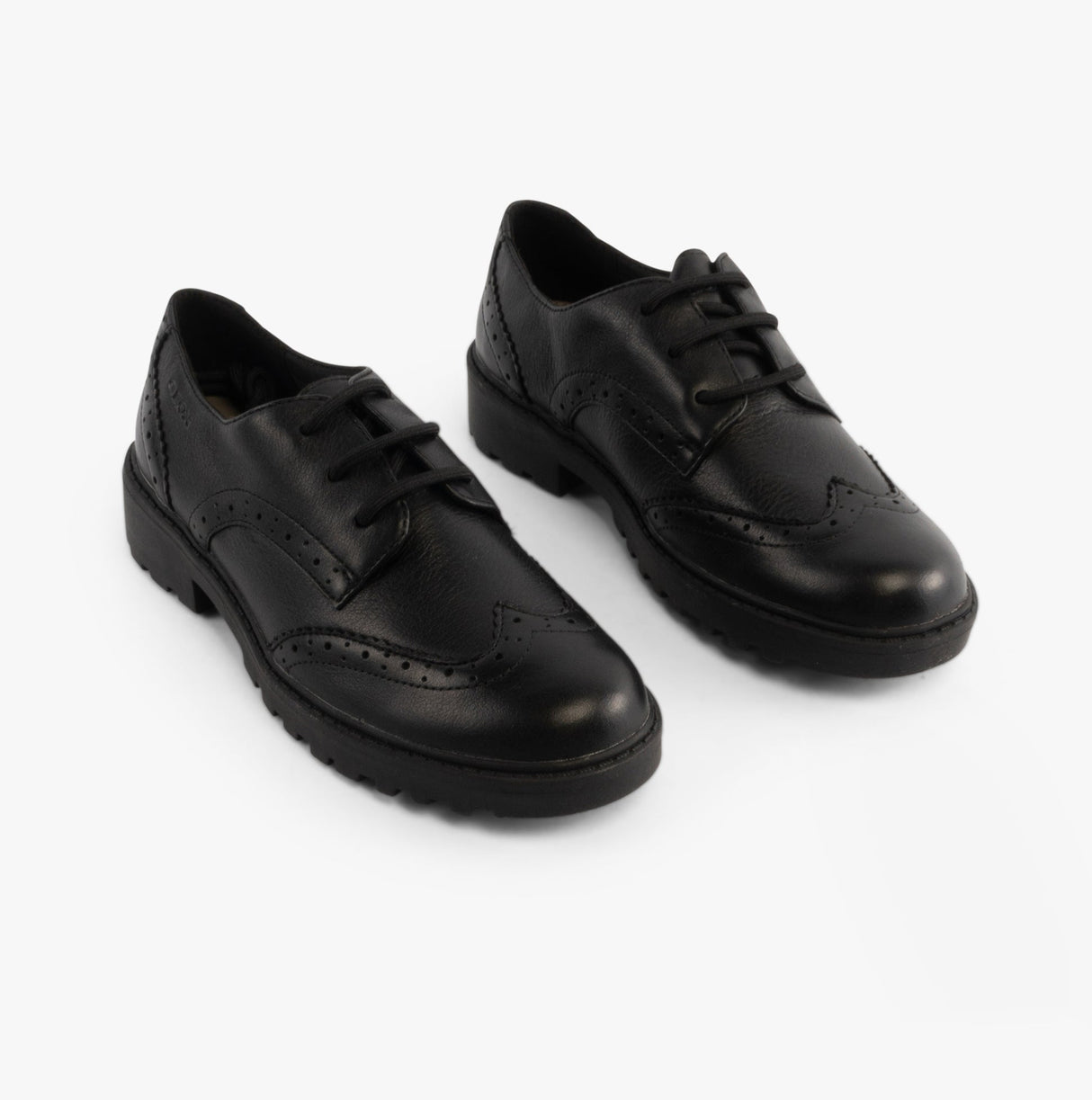 GEOX JR CASEY Girls Leather Brogue School Shoes Black