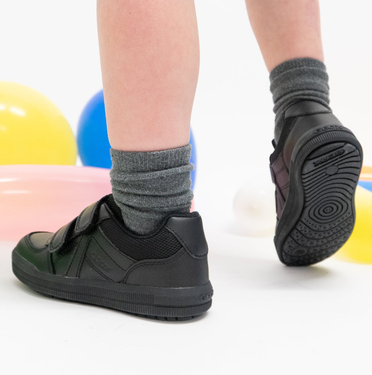 GEOX ARZACH Boys Touch Fasten School Shoes Black