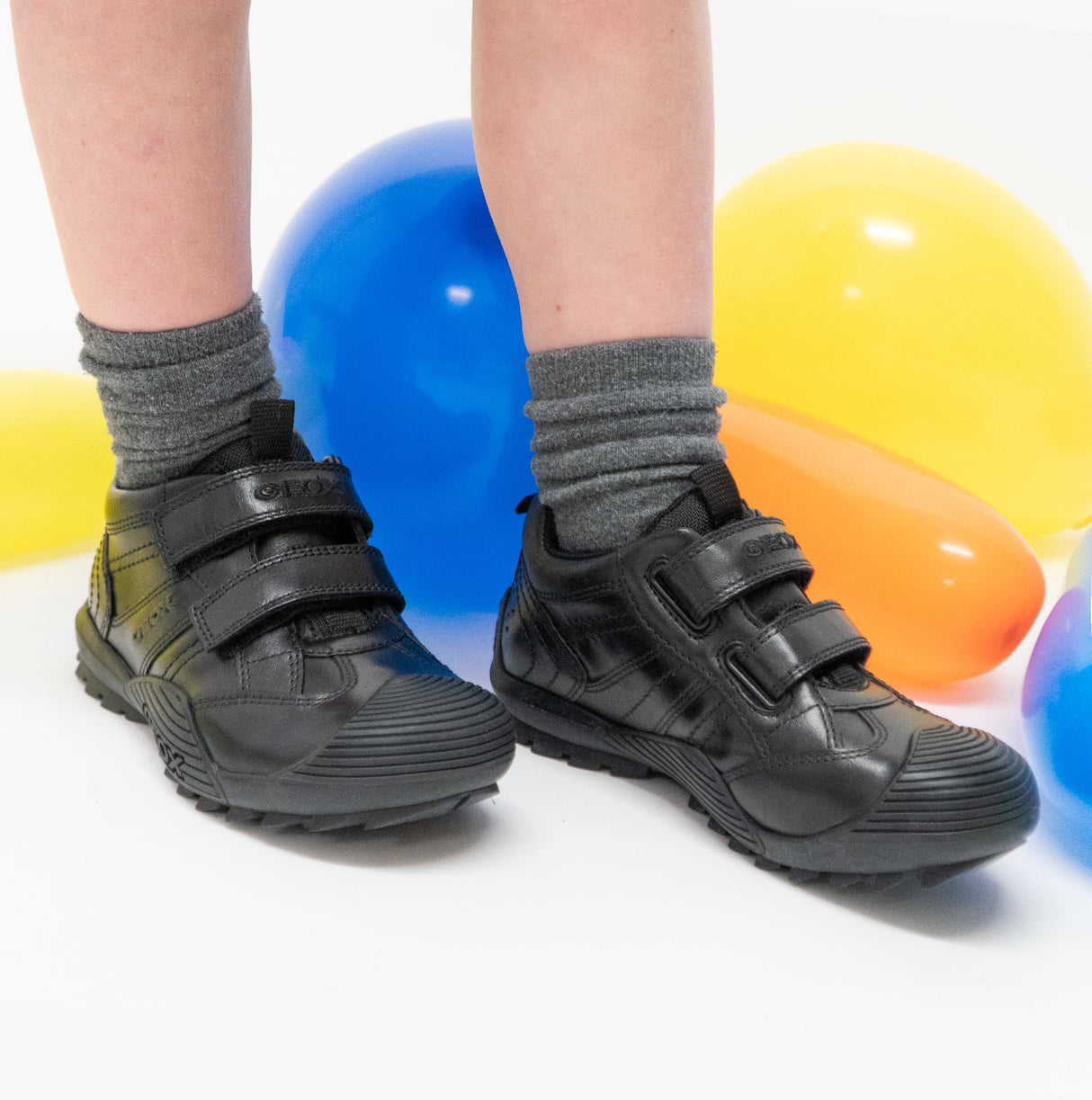 GEOX SAVAGE A Boys Leather School Shoes Black