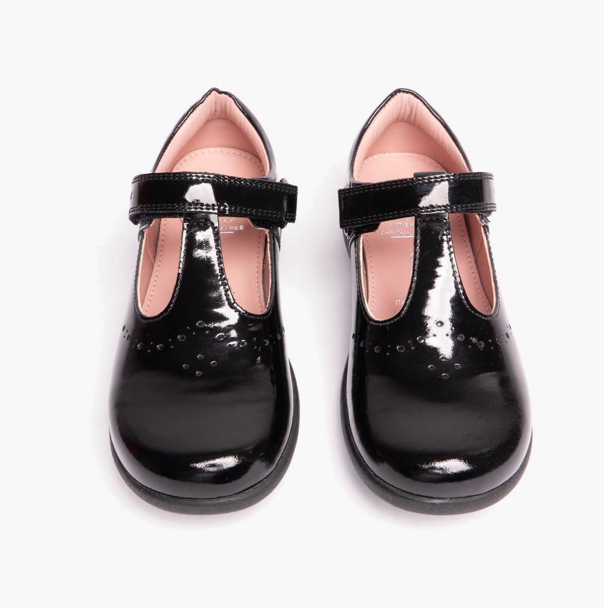 GEOX NAIMARA G B Girls Leather Touch Fasten School Shoes Patent Black