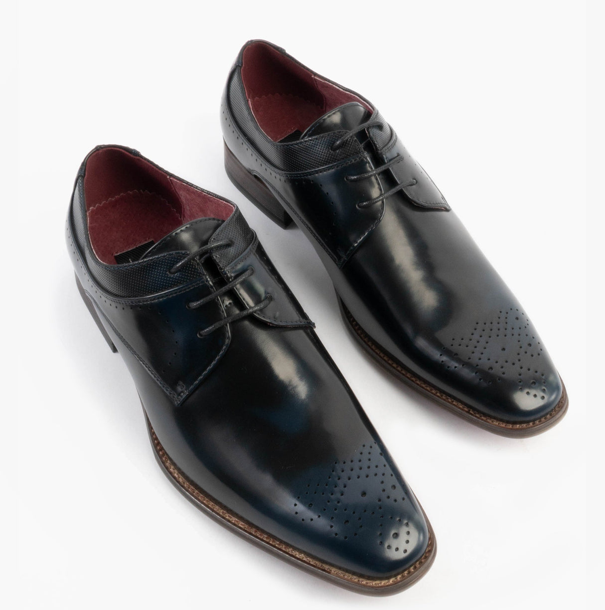 Goor HARVEY Mens Hi-Shine Gibson Shoes Navy