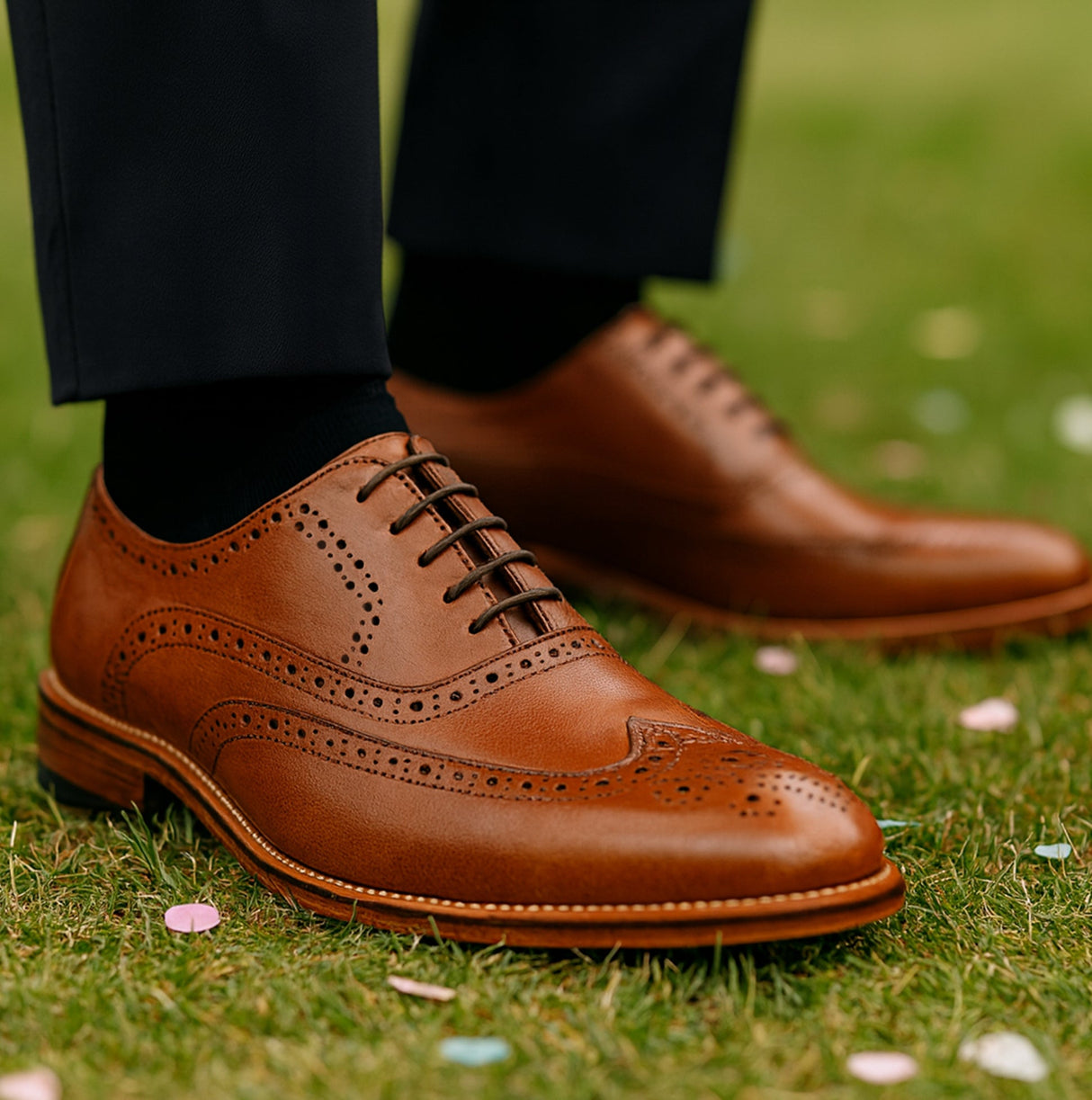 Goor MASON Mens Wingtip Brogues Brown