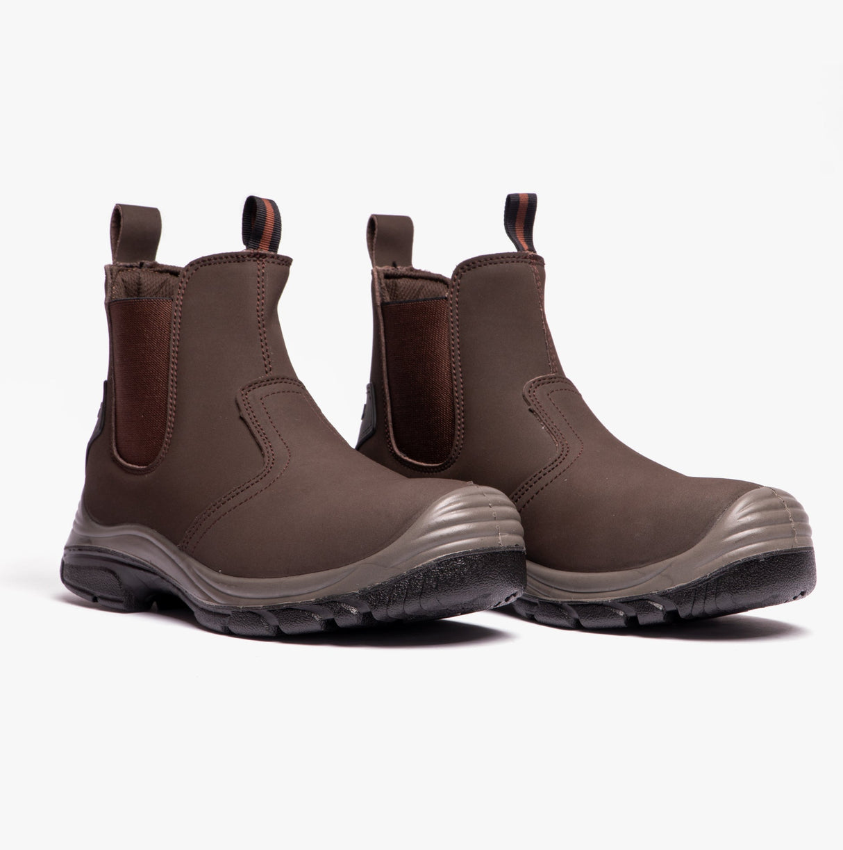 Grafters M371B Mens Coated Leather Safety Dealer Boots Brown