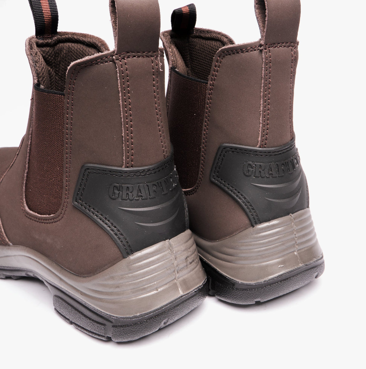 Grafters M371B Mens Coated Leather Safety Dealer Boots Brown