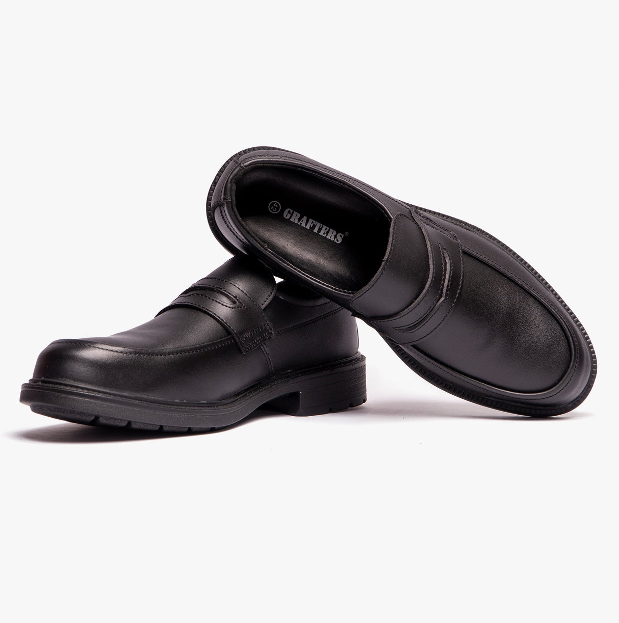 Grafters M895A Mens Leather Uniform Safety Shoes Black