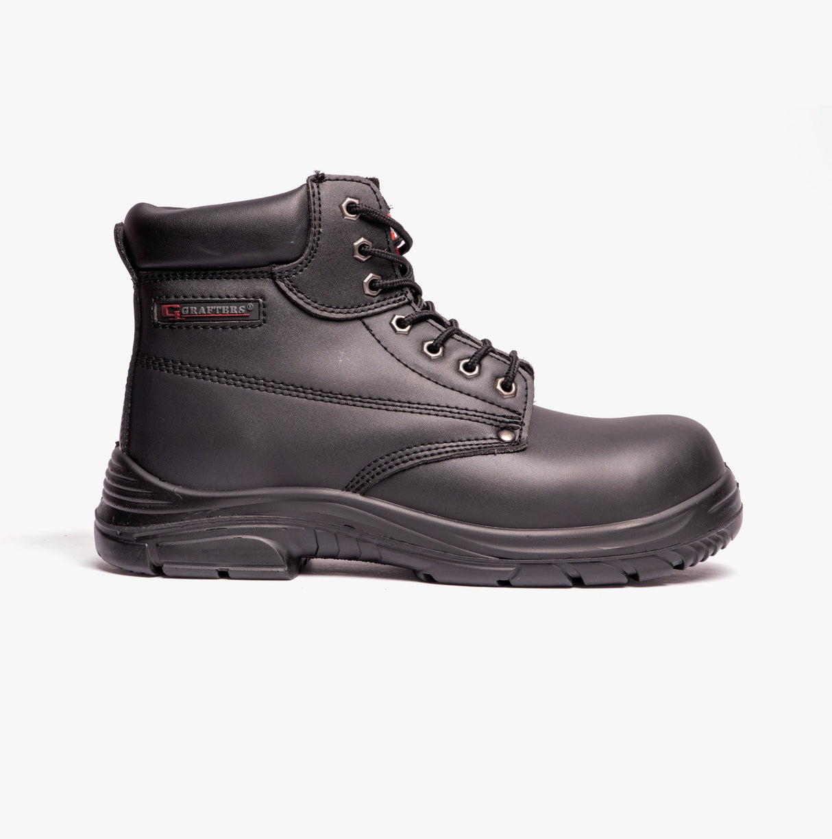 Grafters M9503A Mens Leather Super Wide Ankle Safety Boots Black