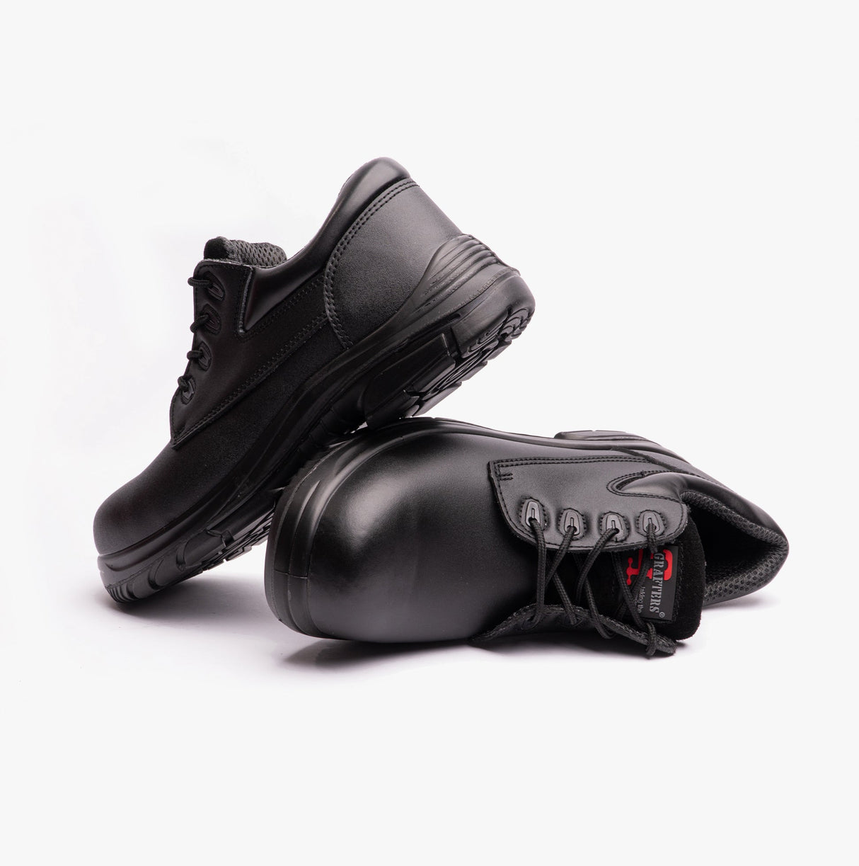 Grafters M9504A Mens Leather Super Wide Safety Shoes Black