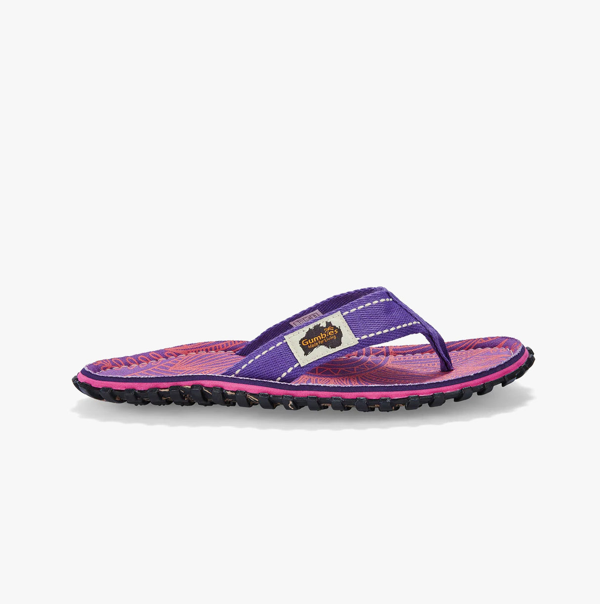 Gumbies ISLANDER Womens Recycled Flip-Flops Purple Sunflower