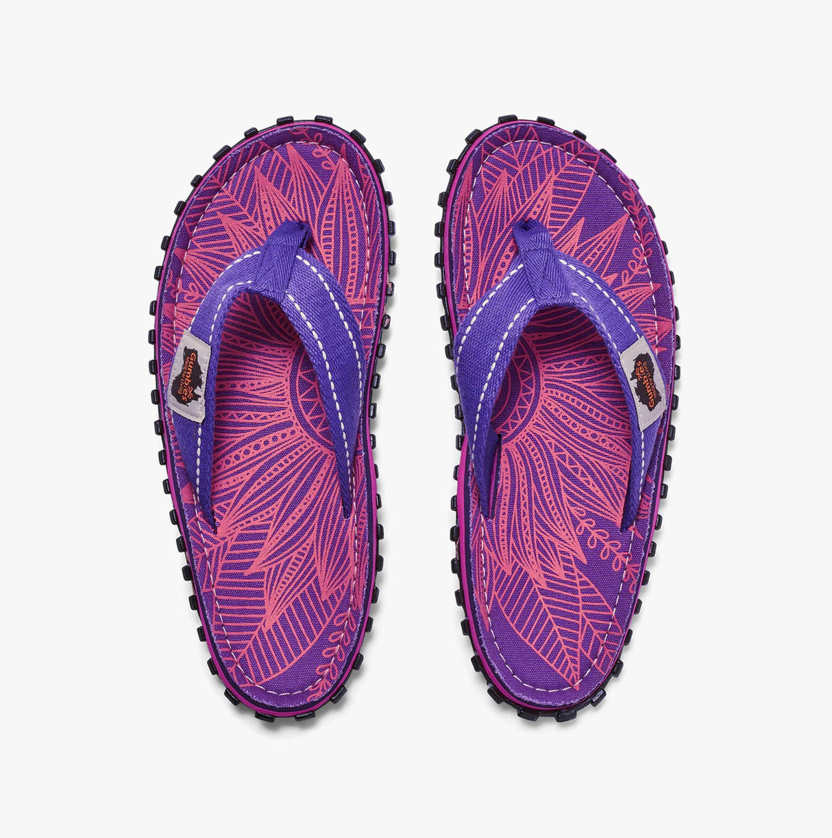 Gumbies ISLANDER Womens Recycled Flip-Flops Purple Sunflower