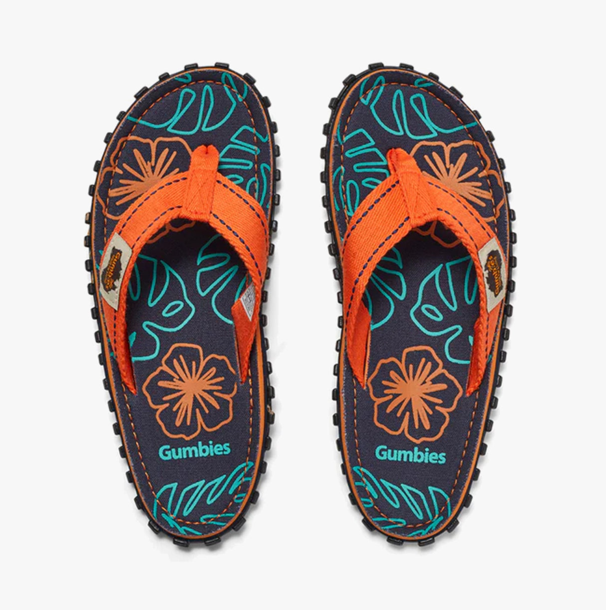 Gumbies ISLANDER Unisex Recycled Flip-Flops Orange Hibiscus