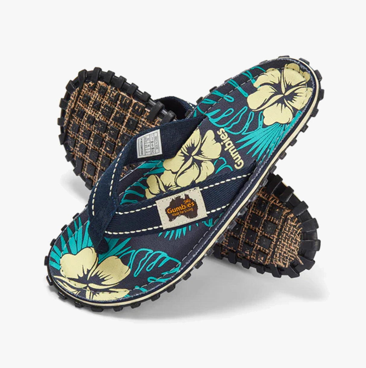 Gumbies ISLANDER Unisex Recycled Flip-Flops Blue Hibiscus