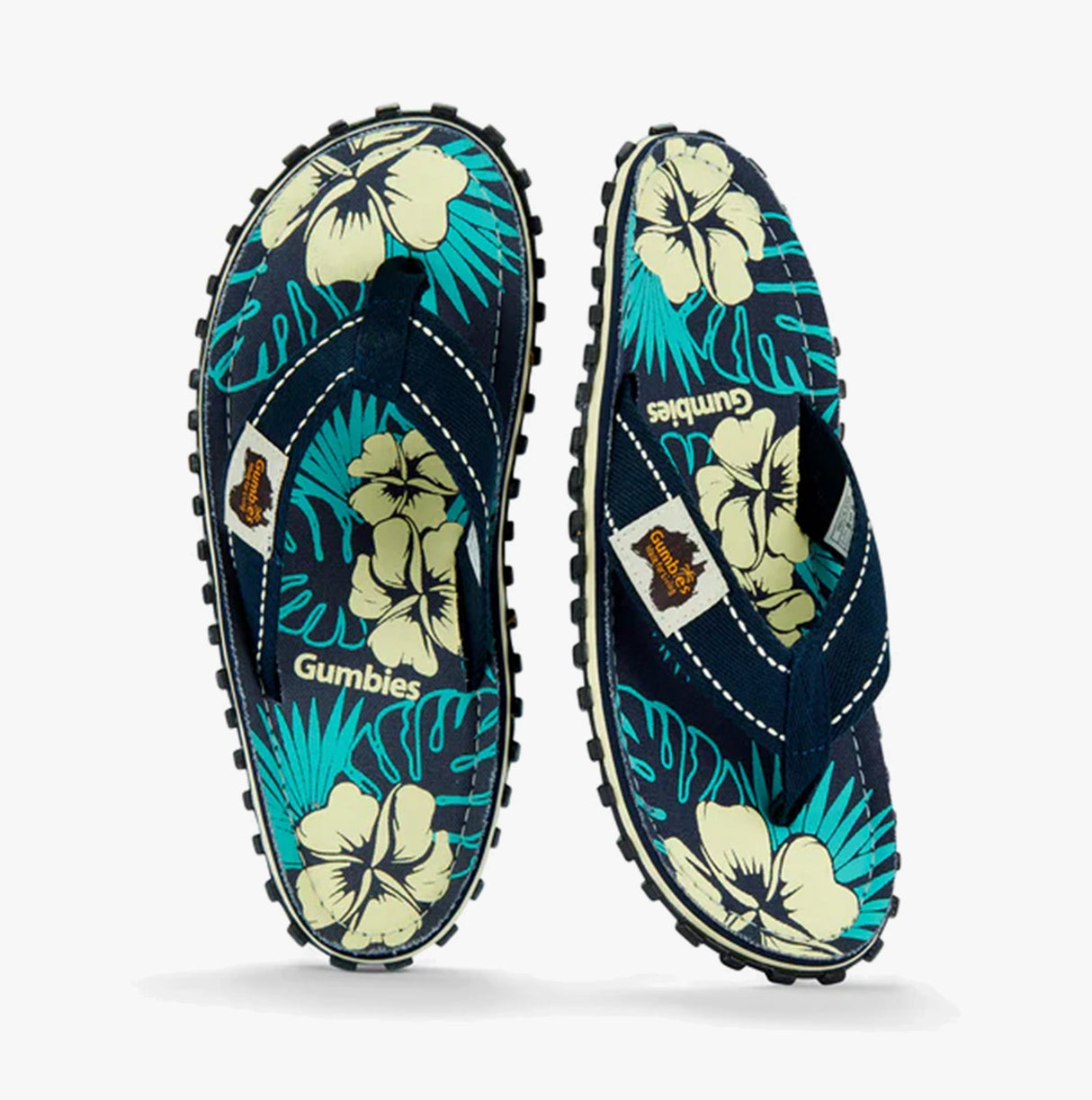 Gumbies ISLANDER Unisex Recycled Flip-Flops Blue Hibiscus