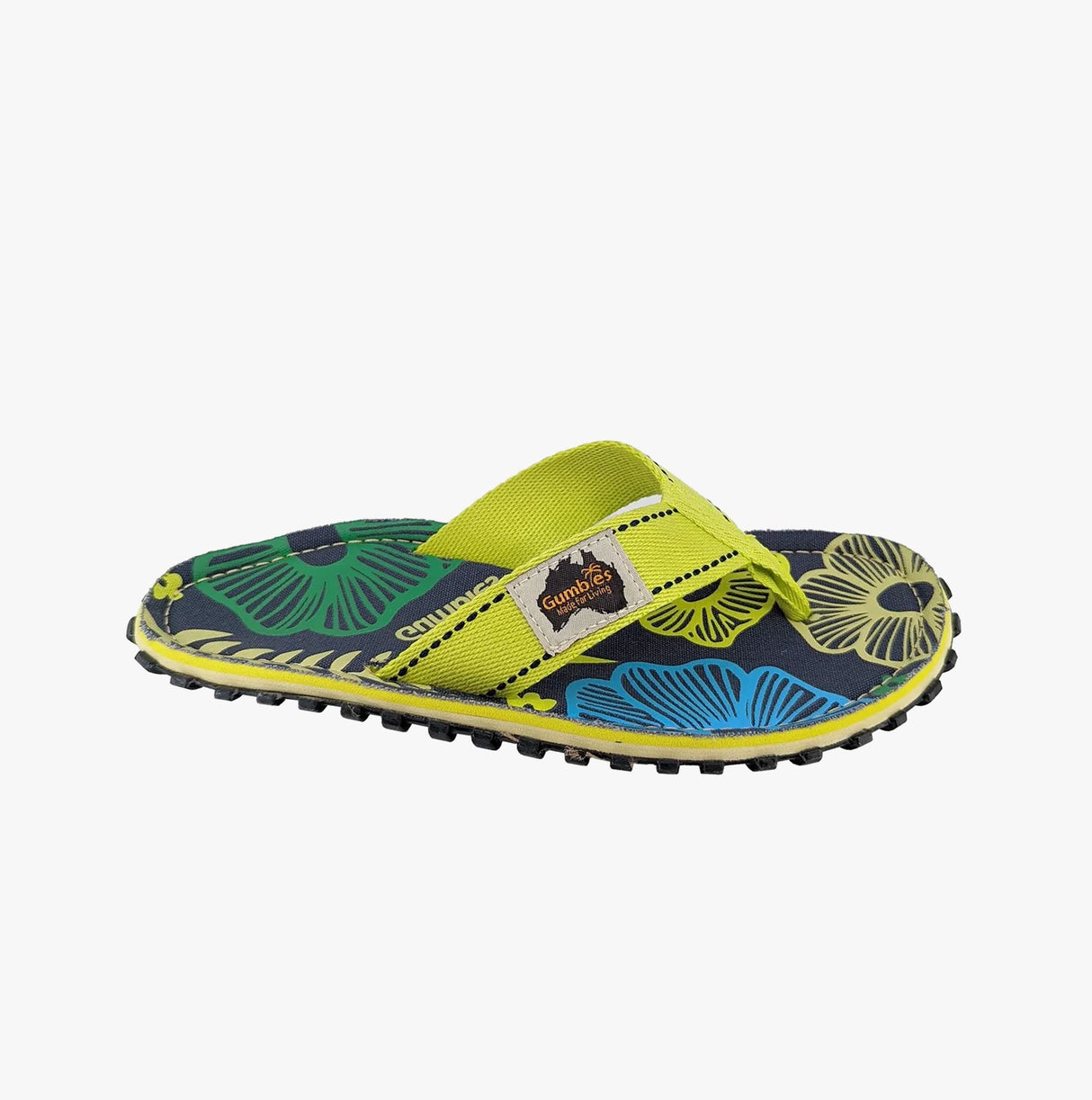 Gumbies ISLANDER Womens Recycled Flip-Flops Pistachio Flowers