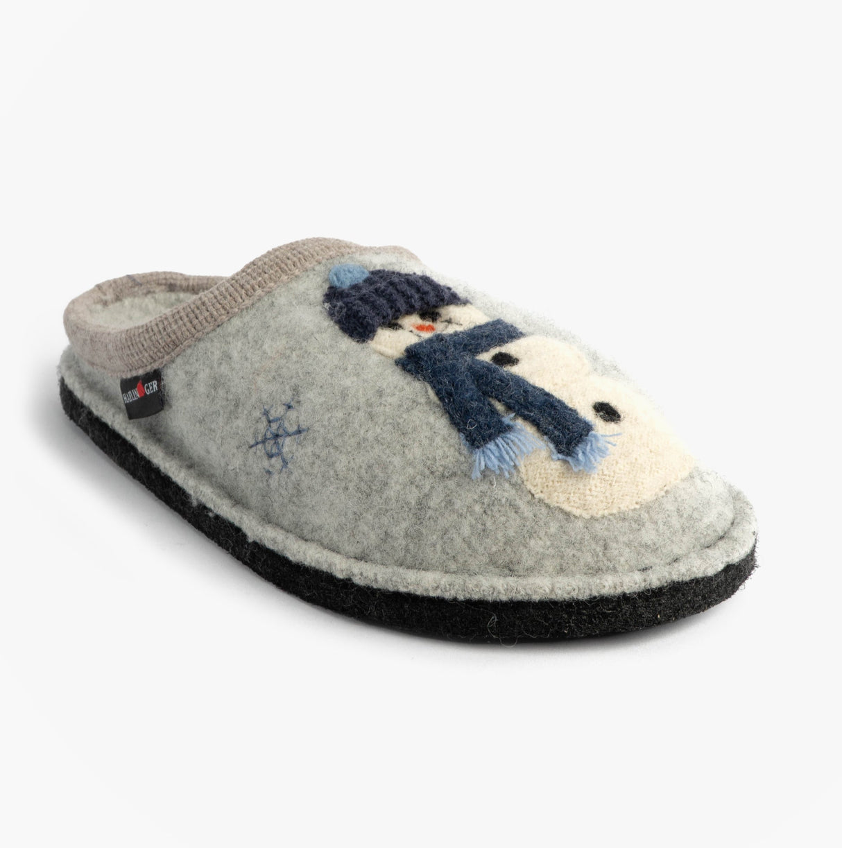Haflinger OLAF Womens Snowman Mule Slippers Light Grey