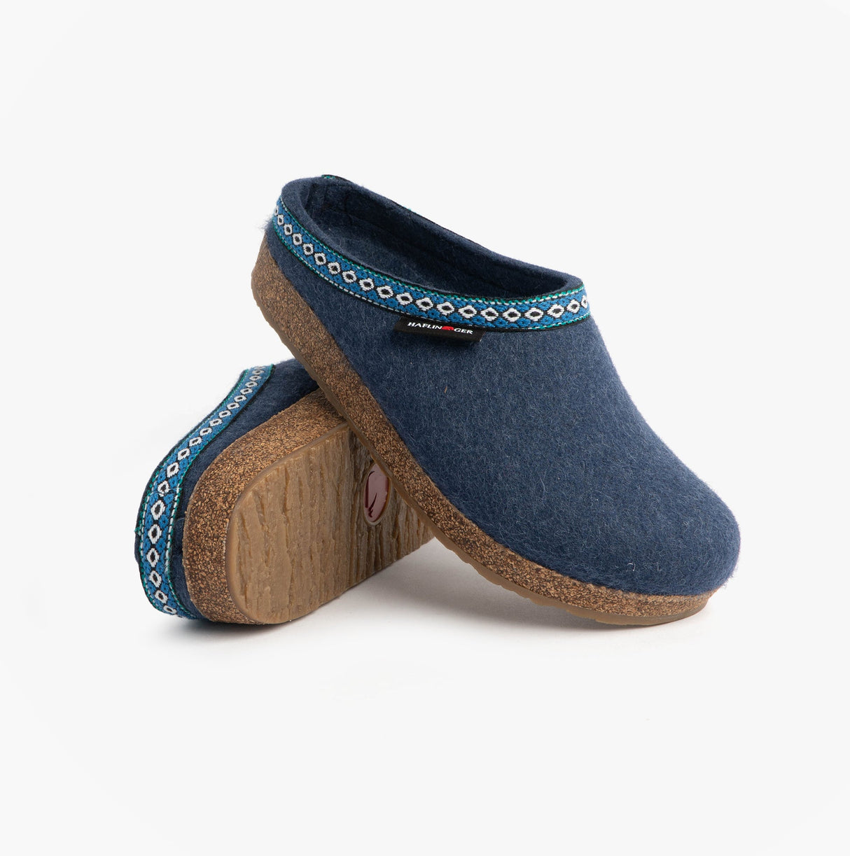 Haflinger FRANZL Womens Felt Clogs Jeans Blue