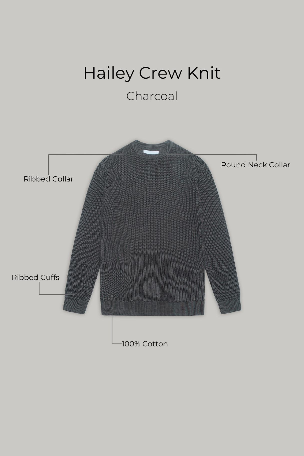 J Hailey Crew Knit - Charcoal