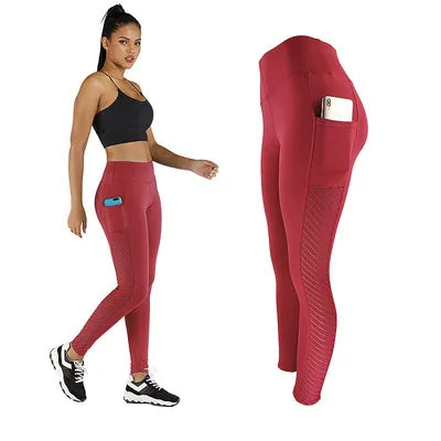 2023 New Mesh pocket yoga pants buttock pants Four-Way Stretch exercise Fitness Yoga Pants