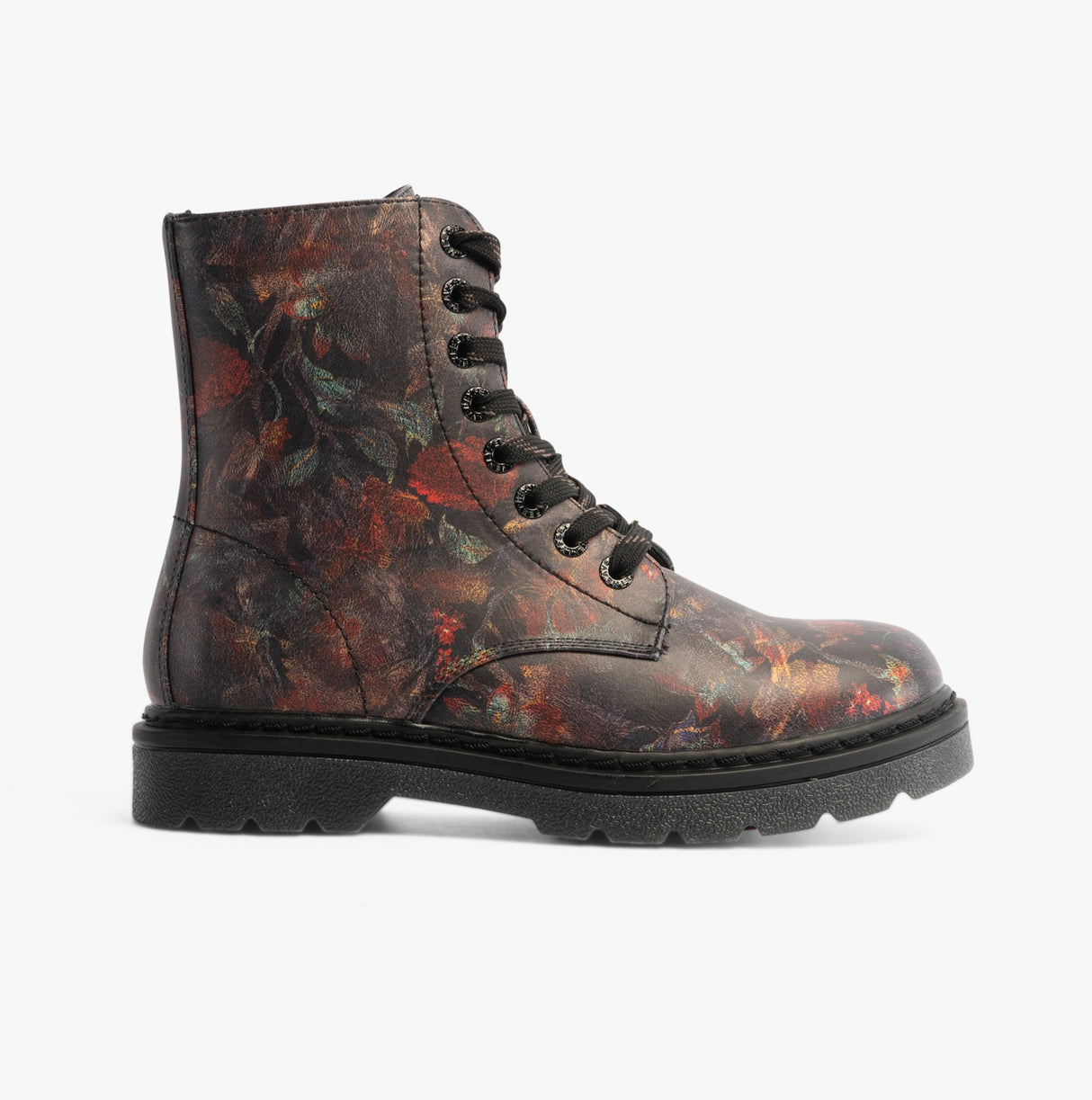 Heavenly Feet JUSTINA2 WOODLAND PRINT Womens Lace Up Boots Black