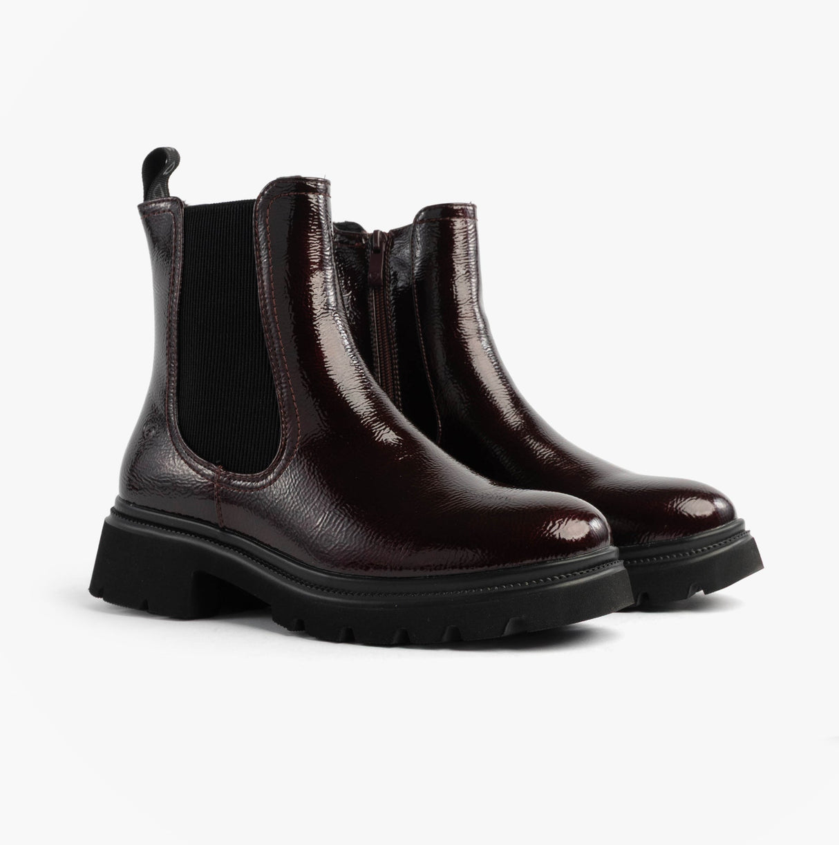 Heavenly Feet ZETA Womens Chelsea Boots Claret Patent