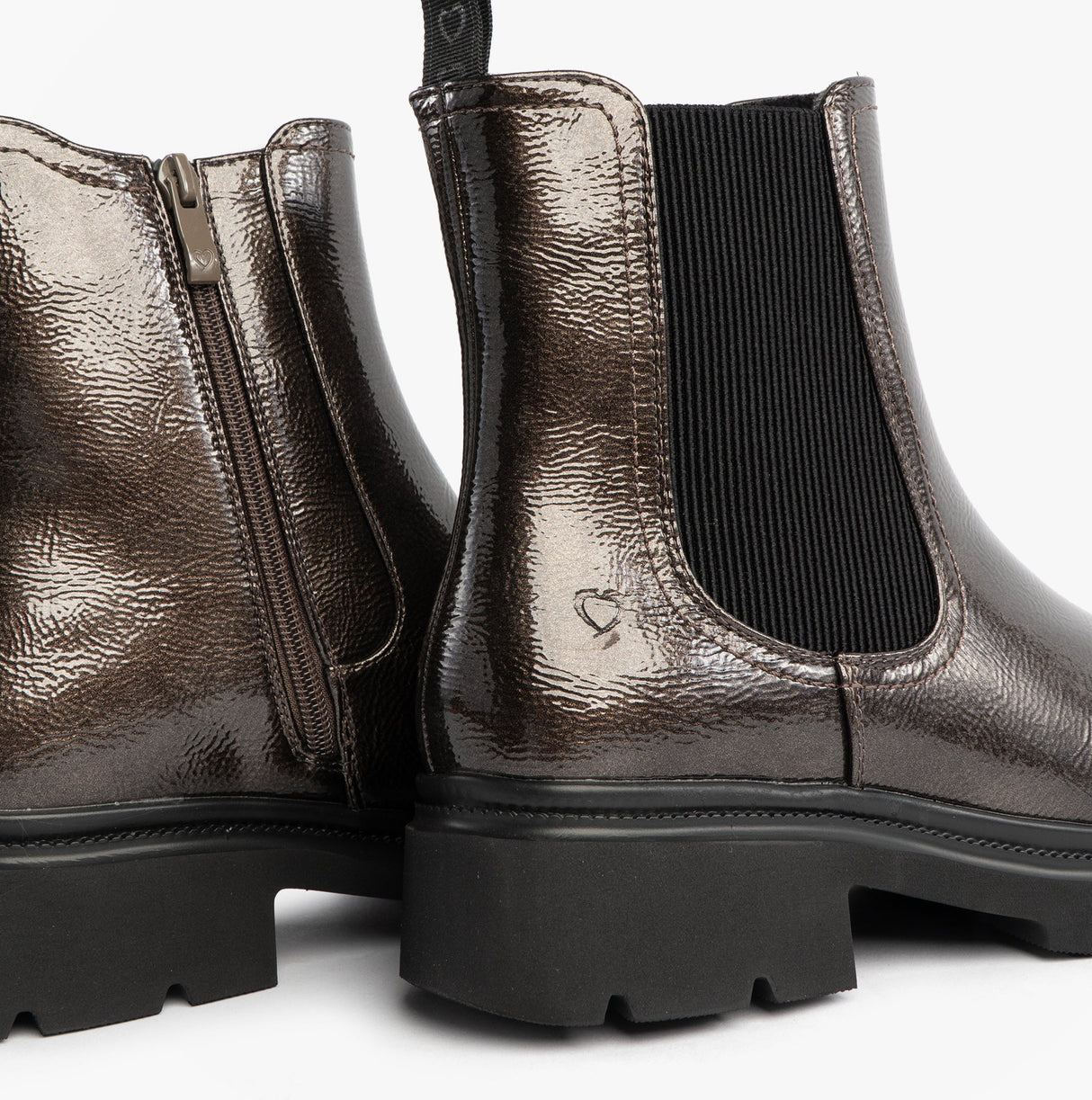 Heavenly Feet ZETA Womens Chelsea Boots Pewter Patent